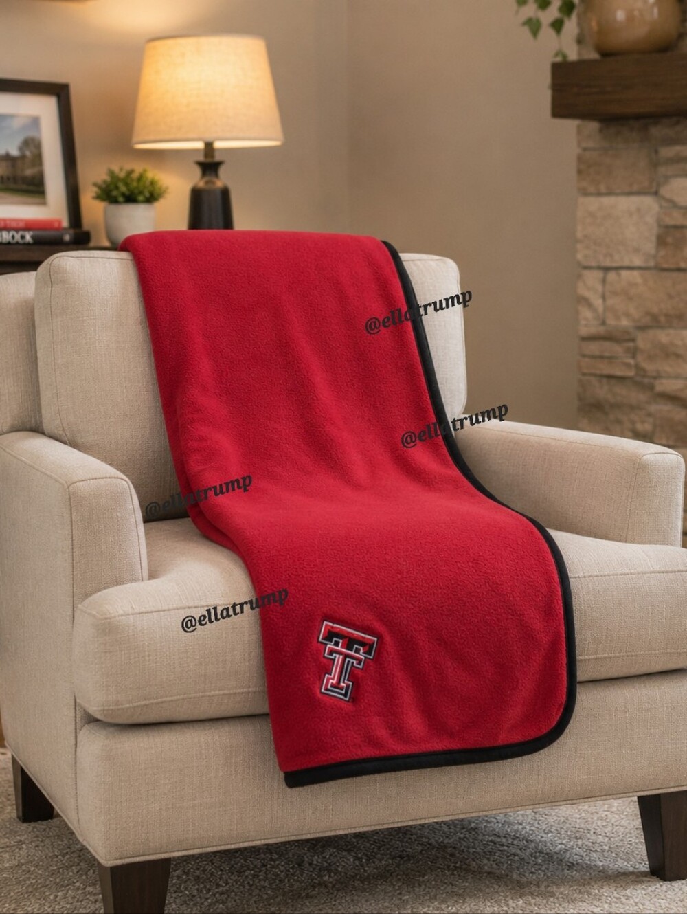 Two Feet Ahead 34x30" Texas Tech Logo Lap or Baby Blanket Made in India